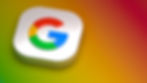 3D Google logo, with rainbow blended background