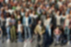 crowd of people - which displays segmentation of different types of people, races, ages etc - highlighting focus vs broad inclusivity